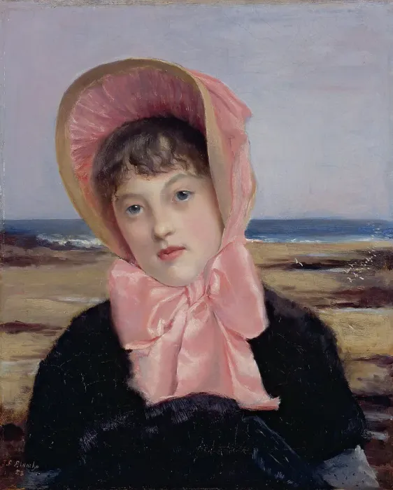 Framed Print : The pink sun-bonnet, 1883. Creator: Jacques Emile Blanche Framed Print : The pink sun-bonnet, 1883. Creator: Jacques Emile Blanche