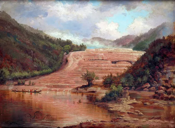 Framed Print : Pink Terraces, 1882. Creator: Charles Blomfield Framed Print : Pink Terraces, 1882. Creator: Charles Blomfield
