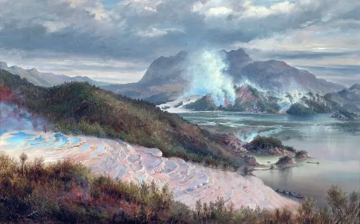 Framed Print : Pink Terraces, 1886. Creator: Charles Blomfield Framed Print : Pink Terraces, 1886. Creator: Charles Blomfield