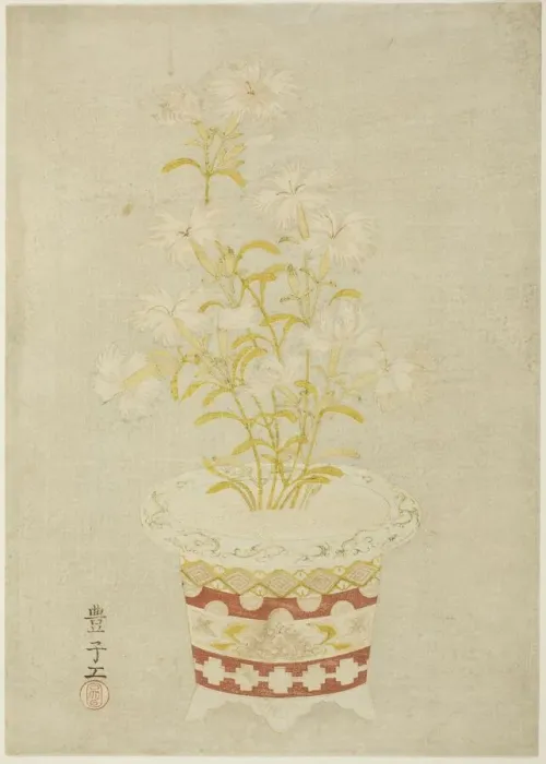 Framed Print : Pinks in a Porcelain Pot, c. 1765. Creator: Unknown Framed Print : Pinks in a Porcelain Pot, c. 1765. Creator: Unknown