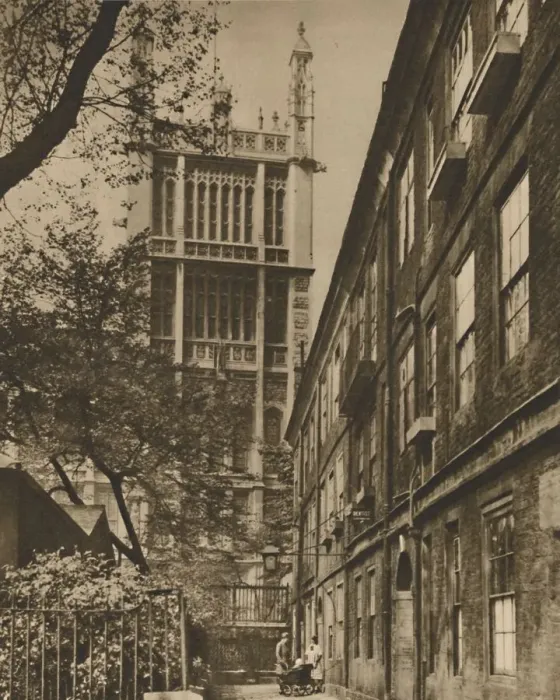 Framed Print : Pinnacled Tower of the Records Office from Cliffords Inn, c1935. Creator: Donald McLeish Framed Print : Pinnacled Tower of the Records Office from Cliffords Inn, c1935. Creator: Donald McLeish