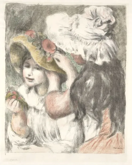 Framed Print : Pinning the Hat, c. 1898. Creator: Pierre-Auguste Renoir (French, 1841-1919) Framed Print : Pinning the Hat, c. 1898. Creator: Pierre-Auguste Renoir (French, 1841-1919)