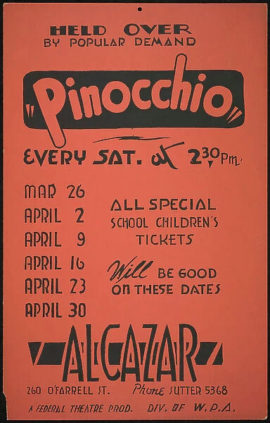 Pinocchio, San Francisco, 1939. Creator: Unknown