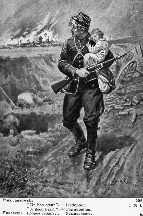 Framed Print : Pinx Janokwsky 'A Good Heart' - The Adoption, 1914. Creator: Unknown Framed Print : Pinx Janokwsky 'A Good Heart' - The Adoption, 1914. Creator: Unknown
