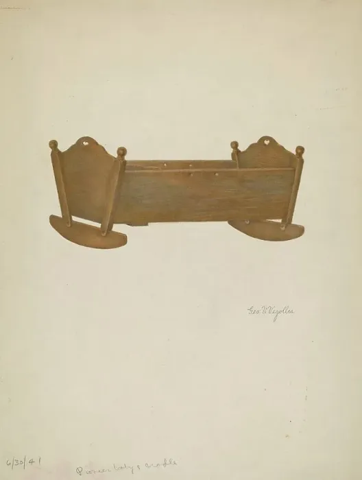 Framed Print : Pioneer Baby's Cradle, 1941. Creator: George V. Vezolles Framed Print : Pioneer Baby's Cradle, 1941. Creator: George V. Vezolles