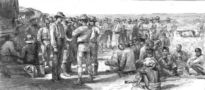 Framed Print : The Pioneer Corps of the British South African Company on the way to Mashonaland; An Interview wit Creator: Unknown Framed Print : The Pioneer Corps of the British South African Company on the way to Mashonaland; An Interview wit Creator: Unknown