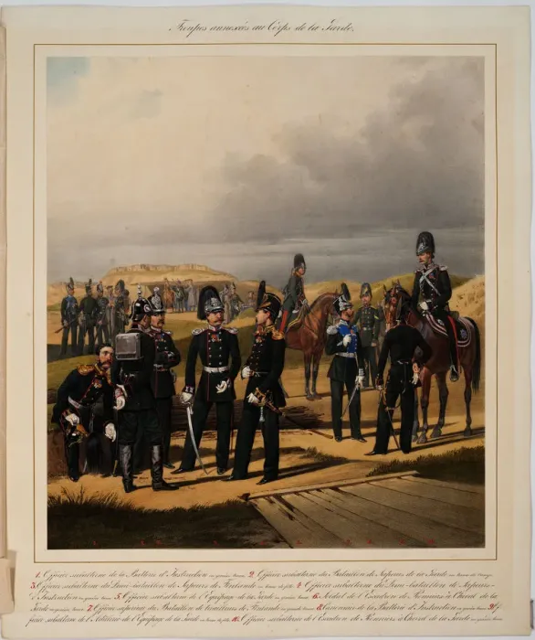 Framed Print : Pioneers of the Imperial Guards Corps, 1867. Artist: Piratsky, Karl Karlovich (1813-1889) Framed Print : Pioneers of the Imperial Guards Corps, 1867. Artist: Piratsky, Karl Karlovich (1813-1889)