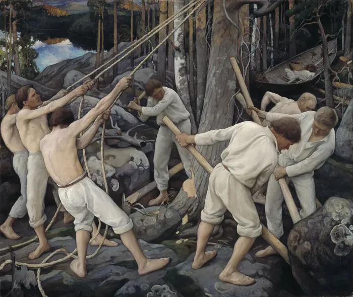 Framed Print : Pioneers in Karelia. Artist: Halonen, Pekka (1865-1933) Framed Print : Pioneers in Karelia. Artist: Halonen, Pekka (1865-1933)