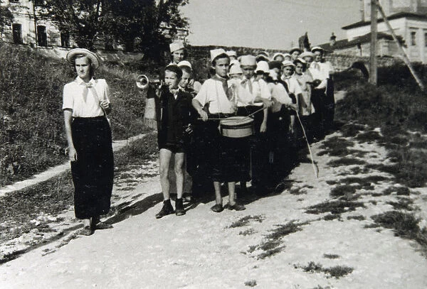 A Pioneers unit at All-Union Young Pioneer Camp Artek, Gurzuf, Crimea, USSR, 1930s(?)