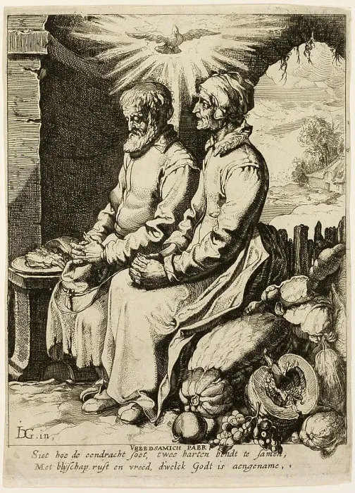 Framed Print : The Pious Old Couple, c.1618. Creator: Jacob III de Gheyn Framed Print : The Pious Old Couple, c.1618. Creator: Jacob III de Gheyn