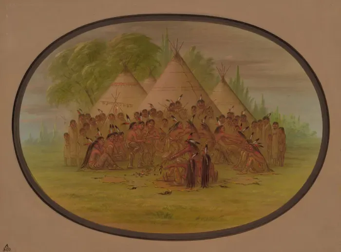 Framed Print : Pipe Dance - Assinneboine, 1861 / 1869. Creator: George Catlin Framed Print : Pipe Dance - Assinneboine, 1861 / 1869. Creator: George Catlin