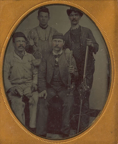 Four Pipe Fitters with Tools, late 1850s-70s. Creator: Unknown