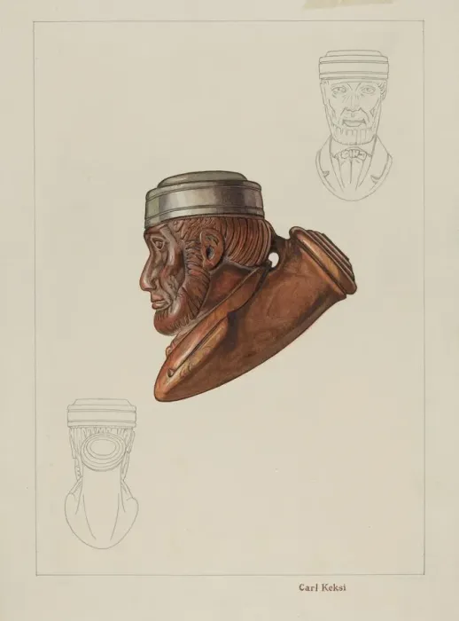 Framed Print : Pipe Head: Lincoln, c. 1937. Creator: Carl Keksi Framed Print : Pipe Head: Lincoln, c. 1937. Creator: Carl Keksi