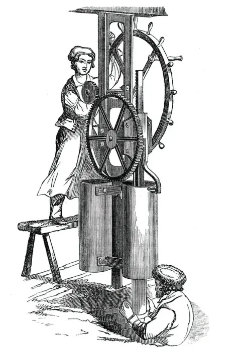 Framed Print : Pipe tile machine, 1844. Creator: Unknown Framed Print : Pipe tile machine, 1844. Creator: Unknown