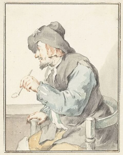 Piping man in a chair, to the left, 1720-1792. Creator: Aert Schouman