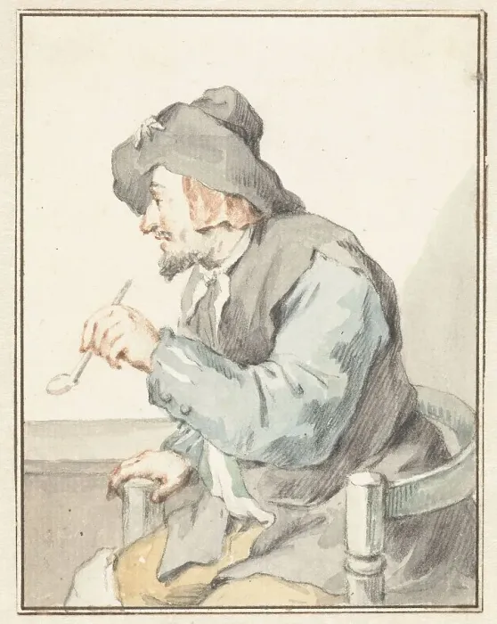Framed Print : Piping man in a chair, to the left, 1720-1792. Creator: Aert Schouman Framed Print : Piping man in a chair, to the left, 1720-1792. Creator: Aert Schouman
