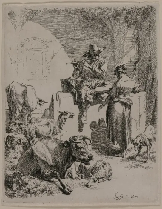 Framed Print : The Piping Shepherd, 1652. Creator: Nicolaes Berchem (Dutch, 1620-1683) Framed Print : The Piping Shepherd, 1652. Creator: Nicolaes Berchem (Dutch, 1620-1683)