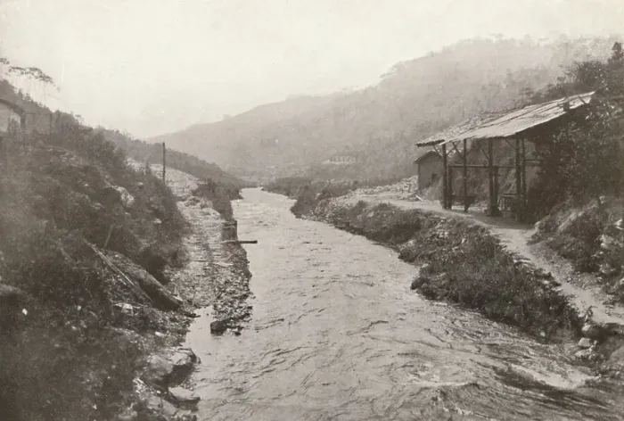 Framed Print : Pirahy Diversion: View down-stream from outlet of tunnel. 1914 Framed Print : Pirahy Diversion: View down-stream from outlet of tunnel. 1914