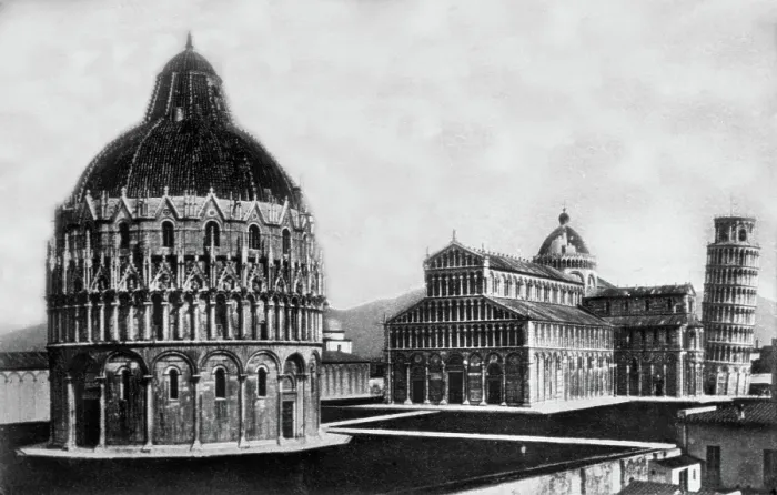 Framed Print : Pisa Duomo Battistero ( leaning tower in background ). Creator: Unknown Framed Print : Pisa Duomo Battistero ( leaning tower in background ). Creator: Unknown