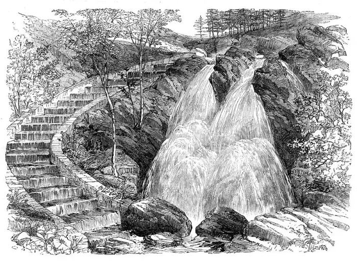 Framed Print : Pisciculture - ponds at home and abroad: salmon-stairs, 1862. Creator: Unknown Framed Print : Pisciculture - ponds at home and abroad: salmon-stairs, 1862. Creator: Unknown