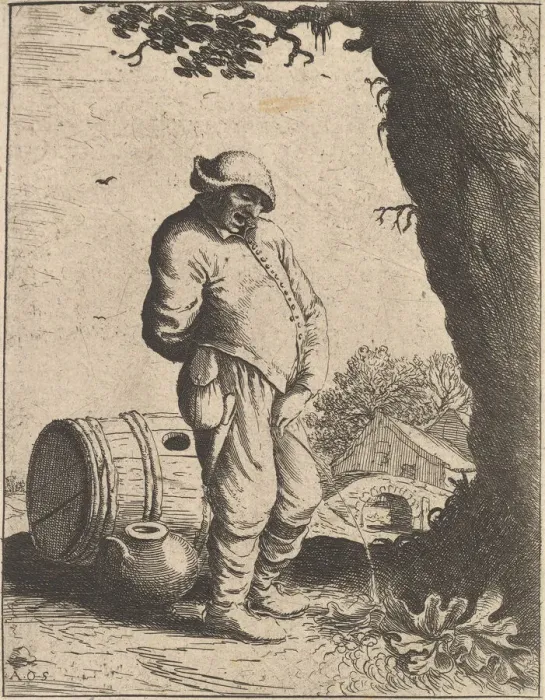 Framed Print : The Pissing Man, 1610-85. Creator: Adriaen van Ostade Framed Print : The Pissing Man, 1610-85. Creator: Adriaen van Ostade