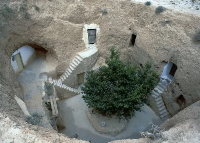 Framed Print : Pit dwelling in Tunisia Framed Print : Pit dwelling in Tunisia
