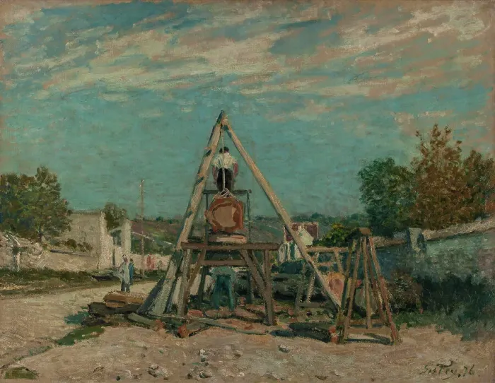 Framed Print : Pit sawyers, 1876. Creator: Alfred Sisley Framed Print : Pit sawyers, 1876. Creator: Alfred Sisley