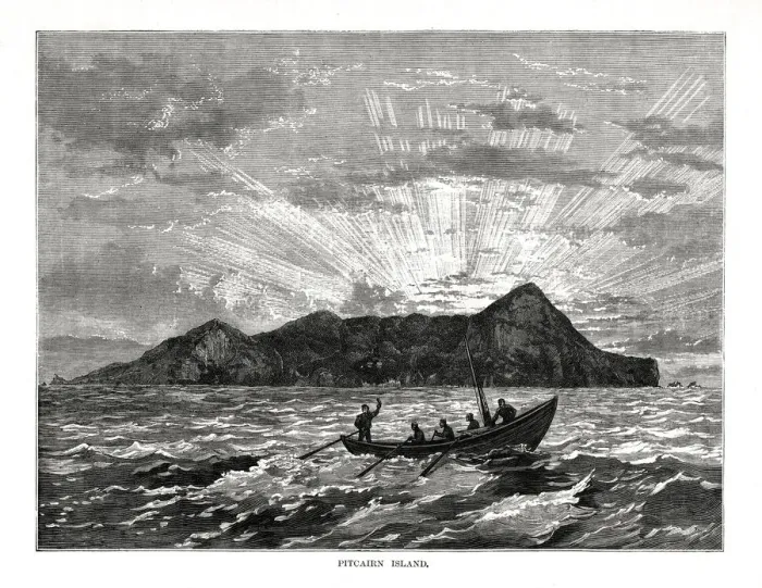 Framed Print : Pitcairn Island, Pacific Ocean, 1877 Framed Print : Pitcairn Island, Pacific Ocean, 1877