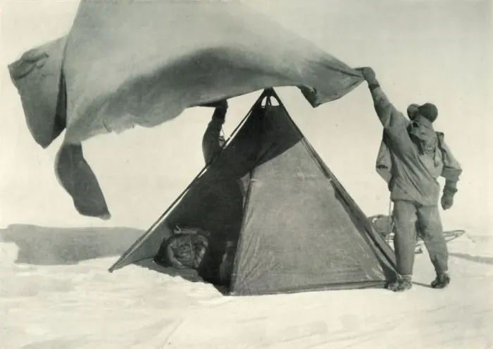 Framed Print : Pitching the Double Tent on the Summit, c1911, (1913). Artist: Henry Bowers Framed Print : Pitching the Double Tent on the Summit, c1911, (1913). Artist: Henry Bowers