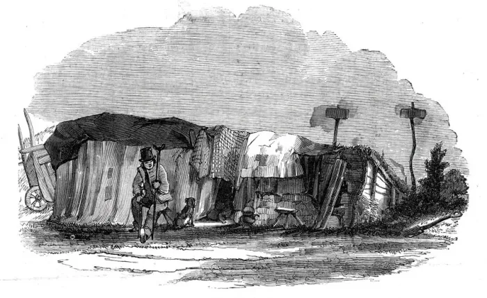 Framed Print : Pitmen encamped, (in Northumberland and Durham), 1844. Creator: Unknown