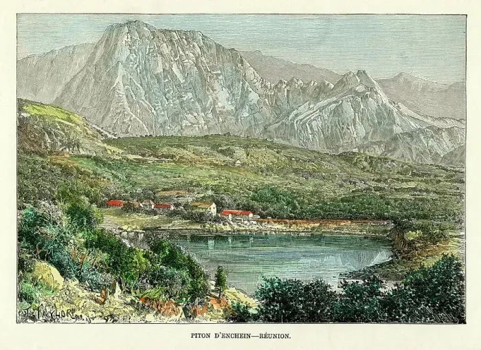 Framed Print : Piton d Enchein, Reunion, c1880. Artist: Taylor Framed Print : Piton d Enchein, Reunion, c1880. Artist: Taylor