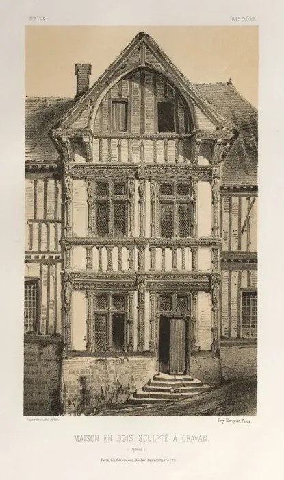 Framed Print : Pl. 25, Maison En Bois Sculpte A Cravan (Yonne), published 1860. Creator: Victor Petit (French Framed Print : Pl. 25, Maison En Bois Sculpte A Cravan (Yonne), published 1860. Creator: Victor Petit (French