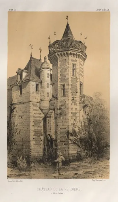 Framed Print : …Pl. 28, Chateau De La Verdiere (Ille en Vilaine), published 1860. Creator Framed Print : …Pl. 28, Chateau De La Verdiere (Ille en Vilaine), published 1860. Creator