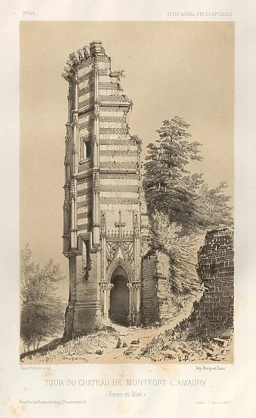 Pl. 3, Tour du chateau de Montfort-lAmaury (Seine-et-Oise), 1860. Creator: Victor Petit (French