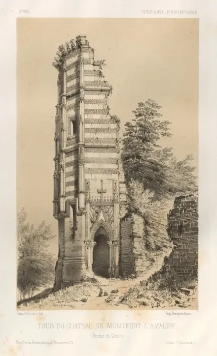 Framed Print : Pl. 3, Tour du chateau de Montfort-lAmaury (Seine-et-Oise), 1860. Creator: Victor Petit (French Framed Print : Pl. 3, Tour du chateau de Montfort-lAmaury (Seine-et-Oise), 1860. Creator: Victor Petit (French