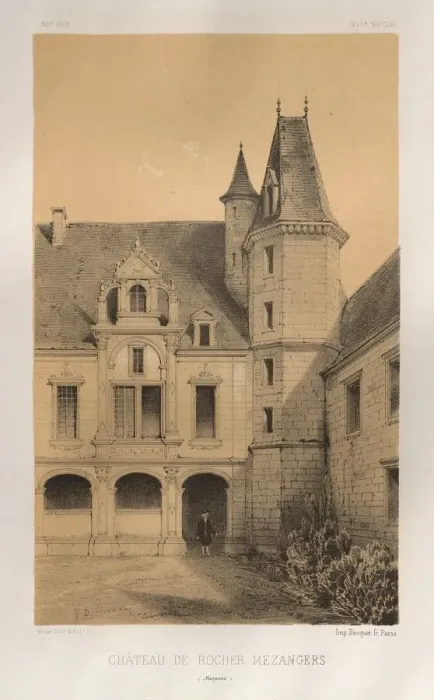 Framed Print : Pl. 36, Chateau De Rocher Mezangers (Mayenne), 1860. Creator: Victor Petit (French Framed Print : Pl. 36, Chateau De Rocher Mezangers (Mayenne), 1860. Creator: Victor Petit (French