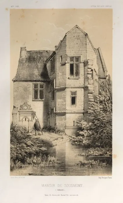 Framed Print : Pl. 47, Manoir De Sousmont (Calvados), 1860. Creator: Victor Petit (French, 1817-1874) Framed Print : Pl. 47, Manoir De Sousmont (Calvados), 1860. Creator: Victor Petit (French, 1817-1874)