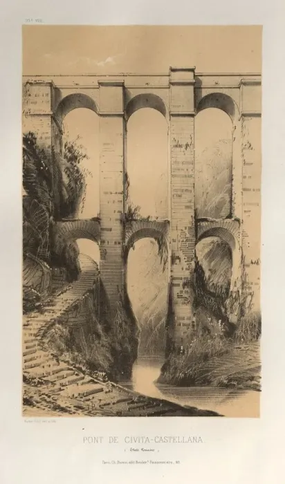 Framed Print : Pl. 50, Pont De Civita-Castellana (Etats Romains), 1860. Creator: Victor Petit (French Framed Print : Pl. 50, Pont De Civita-Castellana (Etats Romains), 1860. Creator: Victor Petit (French
