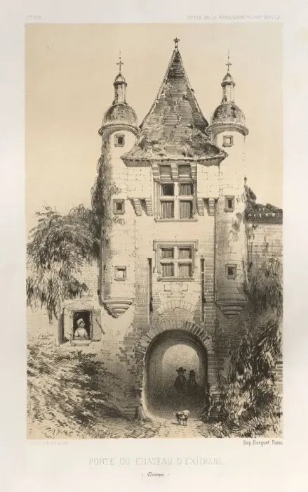 Framed Print : Pl. 7, Porte du Chateau dExideuil (Dordogne), 1860. Creator: Victor Petit (French, 1817-1874) Framed Print : Pl. 7, Porte du Chateau dExideuil (Dordogne), 1860. Creator: Victor Petit (French, 1817-1874)