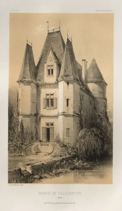 Framed Print : Pl. 70, Manoir De Villechetive (Nievre), 1860. Creator: Victor Petit (French Framed Print : Pl. 70, Manoir De Villechetive (Nievre), 1860. Creator: Victor Petit (French