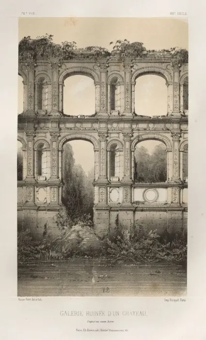 Framed Print : Pl. 74, Galerie Ruinee DUn Chateau, dapres un vieux dessin, 1860 Framed Print : Pl. 74, Galerie Ruinee DUn Chateau, dapres un vieux dessin, 1860