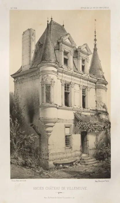 Framed Print : Pl. 9, Ancien Chateau de Villeneuve (Yonne), 1860. Creator: Victor Petit (French, 1817-1874) Framed Print : Pl. 9, Ancien Chateau de Villeneuve (Yonne), 1860. Creator: Victor Petit (French, 1817-1874)
