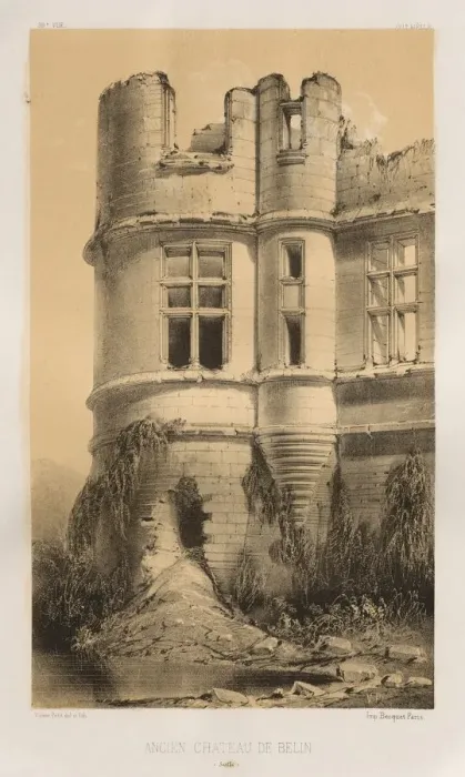 Framed Print : Pl. 99, Ancien Chateau de Belin (Sarthe), 1860. Creator: Victor Petit (French, 1817-1874) Framed Print : Pl. 99, Ancien Chateau de Belin (Sarthe), 1860. Creator: Victor Petit (French, 1817-1874)