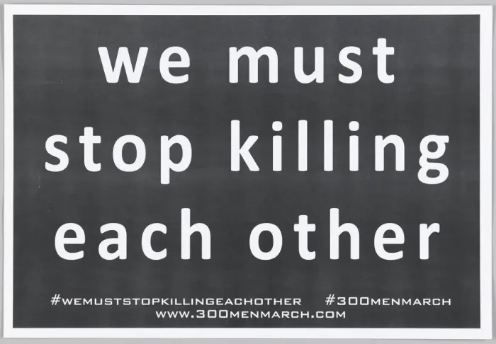 Framed Print : Placard for the 300 Men March, 2015. Creator: COR Health Institute Framed Print : Placard for the 300 Men March, 2015. Creator: COR Health Institute