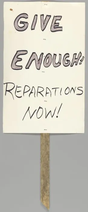 Framed Print : Placard calling for reparations for the Tulsa Race Massacre, ca. 2001. Creator: Unknown Framed Print : Placard calling for reparations for the Tulsa Race Massacre, ca. 2001. Creator: Unknown