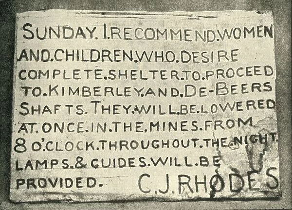 Placard Erected by Mr. Rhodes, 1900. Creator: Hancox
