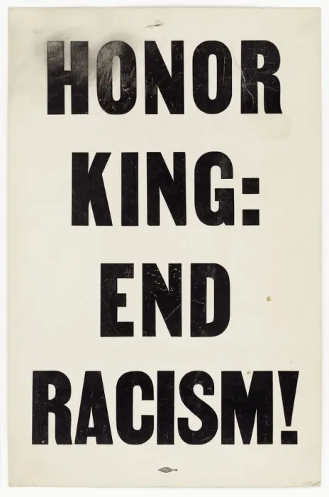 Framed Print : Placard from memorial march reading HONOR KING: END RACISM!, 1968