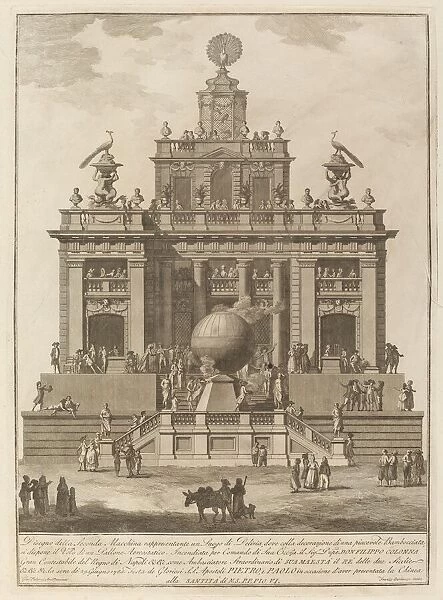 A Place of Delight with an Aerial Balloon, for the 'Chinea' Festival, 1785