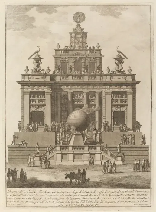 Framed Print : A Place of Delight with an Aerial Balloon, for the Chinea'Festival, 1785 Framed Print : A Place of Delight with an Aerial Balloon, for the Chinea'Festival, 1785