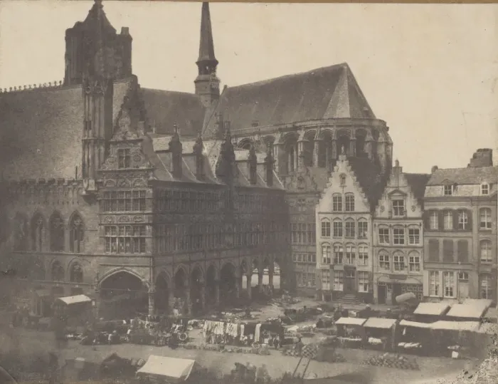 Framed Print : Place du Marche a Ypres, ca. 1851. Creator: Possibly by Louis-Desiré Framed Print : Place du Marche a Ypres, ca. 1851. Creator: Possibly by Louis-Desiré